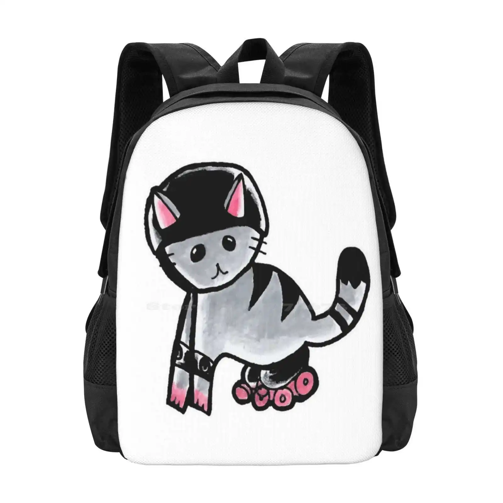 

Gray Roller Cat New Arrivals Unisex Bags Student Bag Backpack Roller Cat Cat Roller Skate Roller Derby Brandy Devoid