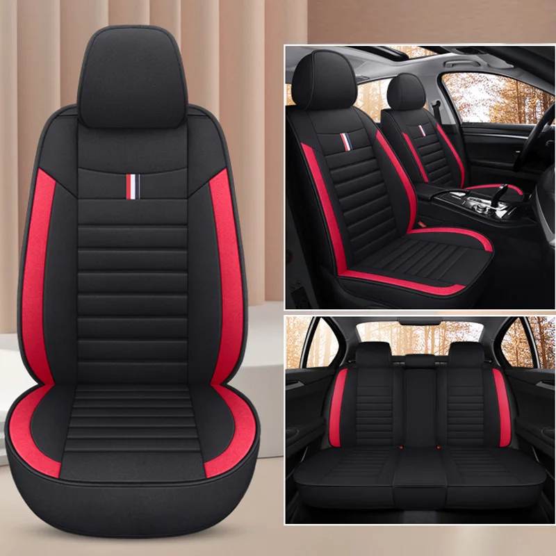 

Car Seat Cover Linen/Flax Car Seat Cushion Not Moves Universal Auto Accessories Covers Black/Red Non-Slide For VW Lavida D6 X30