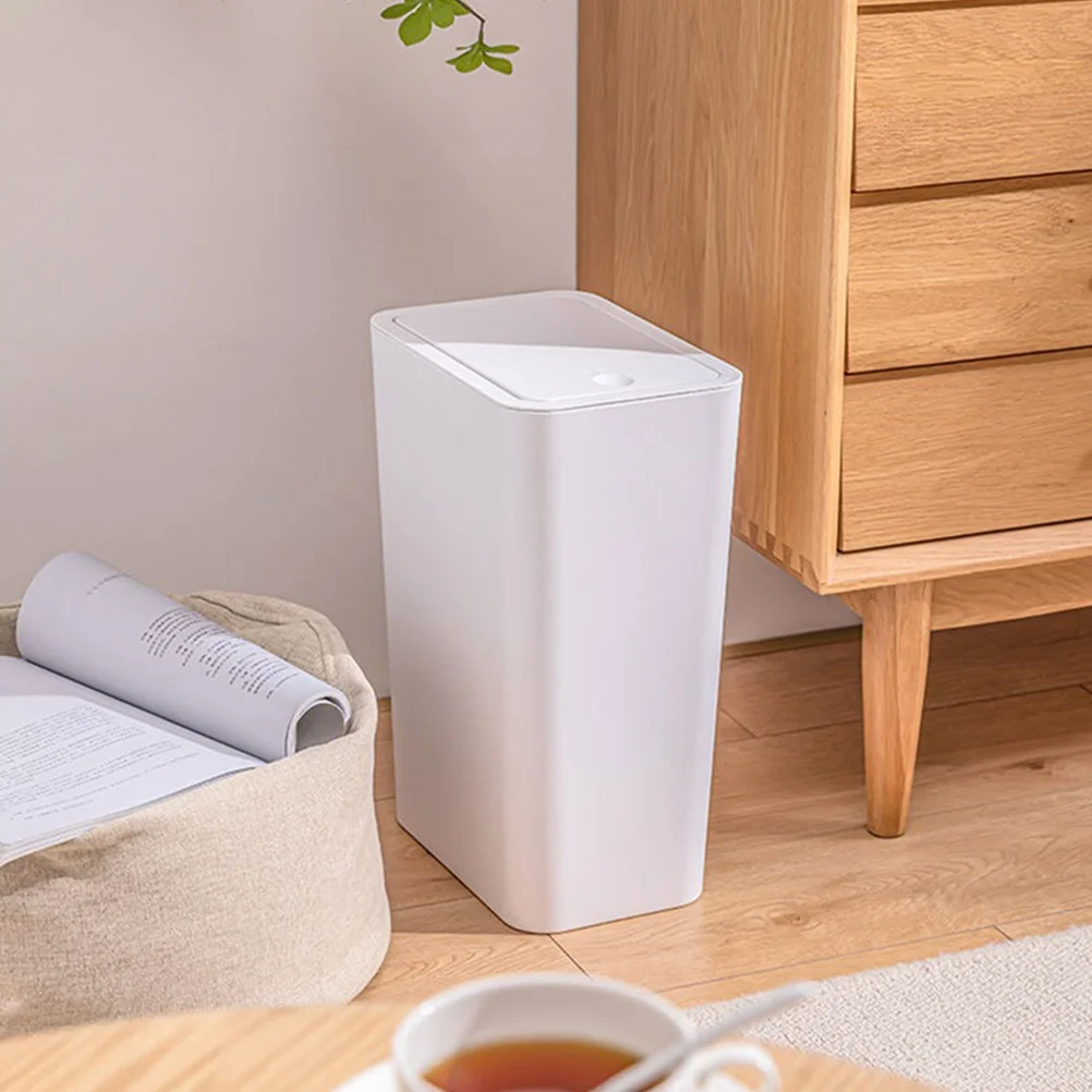 

Small Trash Can with Lid Bathroom Kitchen Waste Basket Office Plastic Trash Can