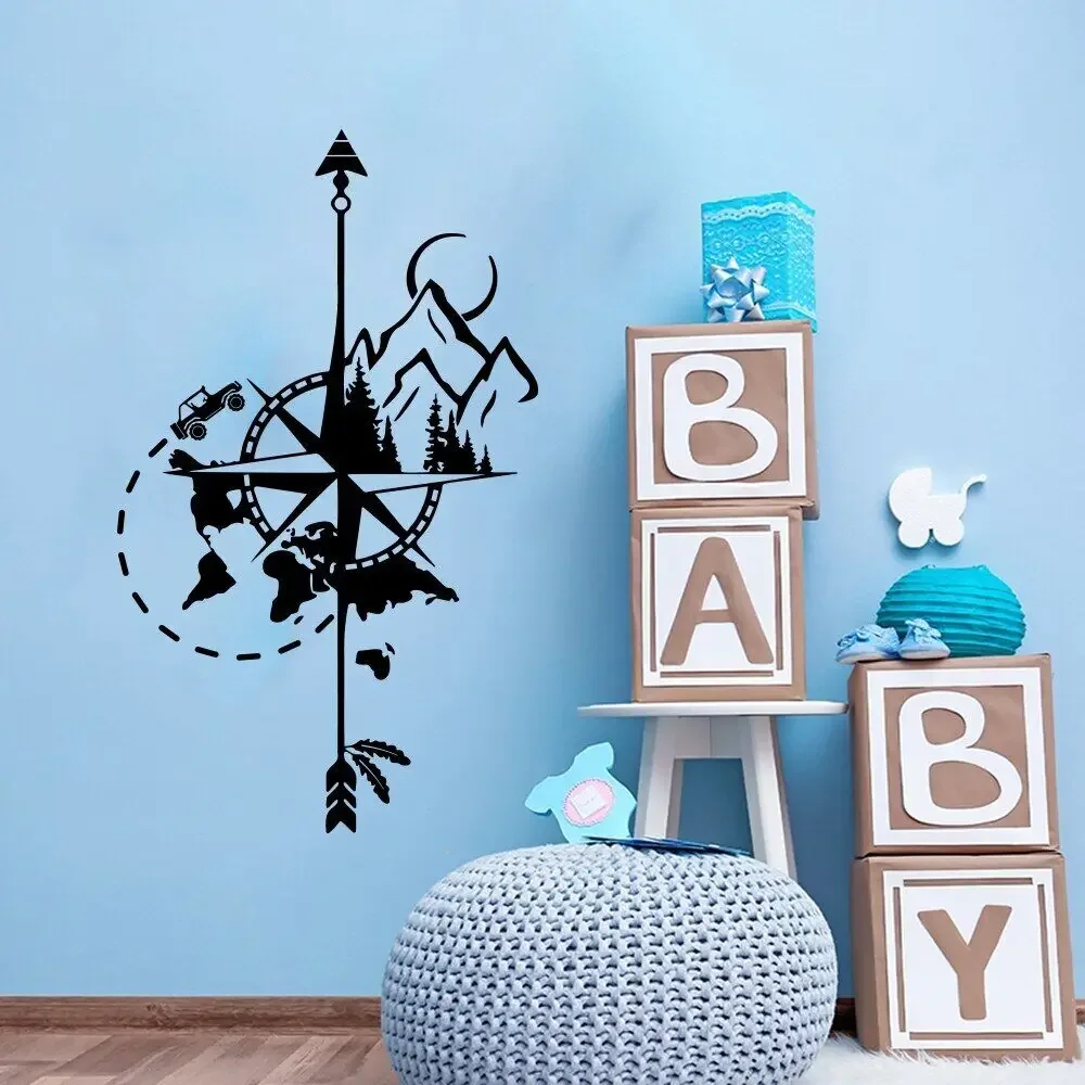 Стрелка компас карта мира стикер на стену спальня путешествия исследование