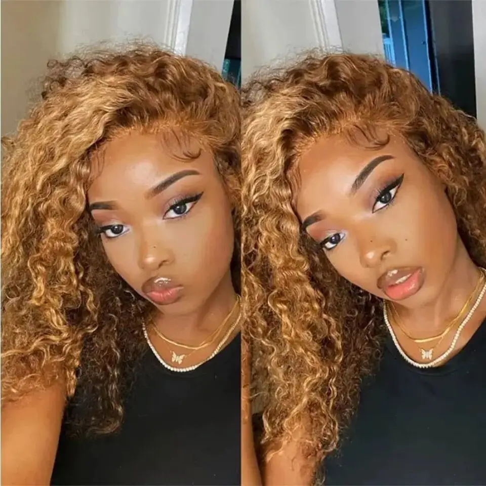 Bob Highlighter Human Hair Water Wave Lace Front Wig 13x4 С Завивкой Бразильских Волос На Сетке Прозрачный