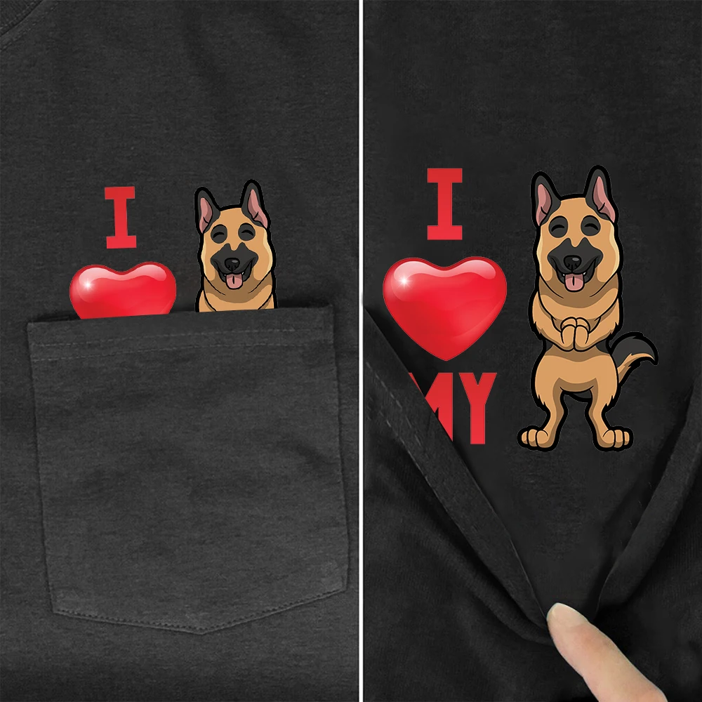 Черные хлопковые футболки CLOOCL, Забавные футболки с карманом немецкой овчарки, летние топы в стиле хип-хоп, женские футболки с графическим рисунком, Прямая поставка