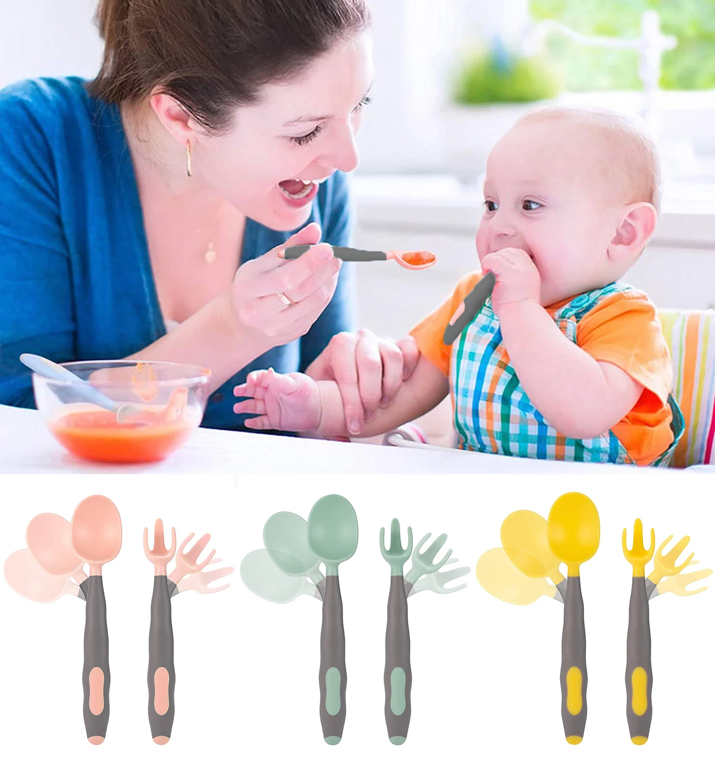 

Bendable Silicone Spoon for Baby BPA Free Utensils Set Food Toddler Learn To Eat Training Soft Fork Infant Children Tableware