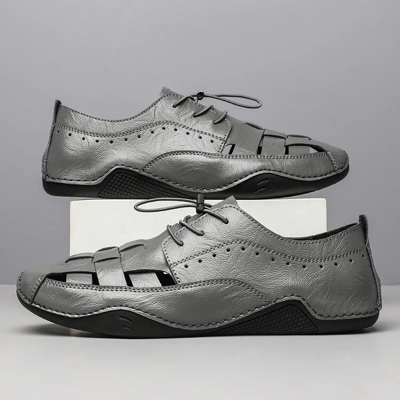 Новинка 2022 мужские летние кожаные повседневные туфли дышащие сандалии Handmede для