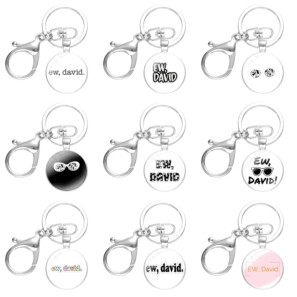 Брелки для ключей из стекла с кабошоном ручной работы, модный Креативный дизайн с героями мультфильмов, Ew David, значок Schitt Is Creek Ale