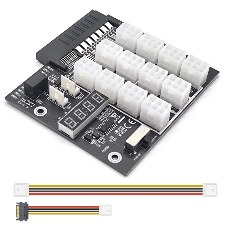 

12 x 6 Pin Graphics Card Power Converter Ethereum ETH BTC Mining Power Supply 12V GPU/PSU Breakout Board for Mining E8BE E8BE