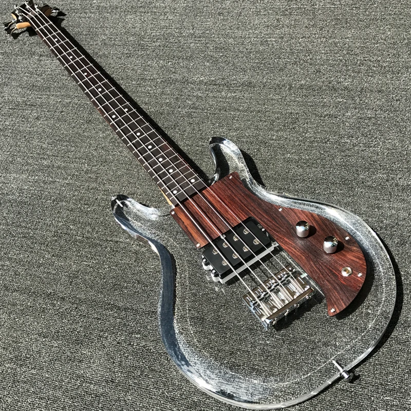 

Акриловая электрическая бас-гитара Dan Armstrong Ampeg, деревянная накладка, прозрачный Кристальный корпус, Кленовая шейка, 4 струны, бесплатная доставка