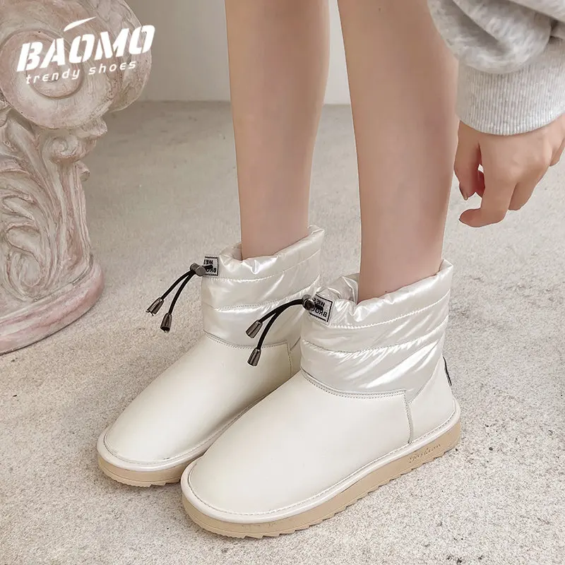 

2022 women's shoes winter down warm down snow boots out thick bottom anti-slip waterproof wide foot casual women's shoes