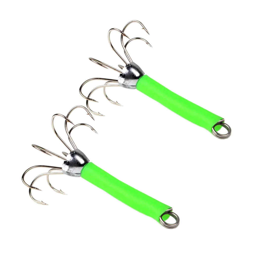 2 Pack Octopus Hooks Fishing Hooks Stainless Steel Multi Fish Hooks Freshwater Saltwater Sports