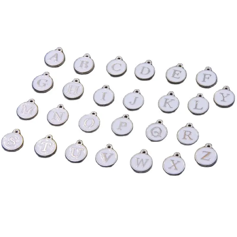 Подвески с белыми буквами для ожерелья, 50 шт., 12*15 мм, 26 шт.