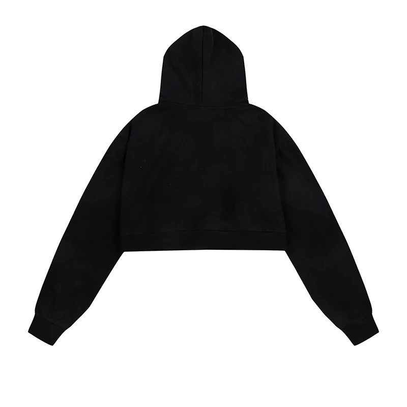 RUDDYCHEEKS RHCHS Women's Sweater Classic Letter Fashion Spicy Girl Open Umbilical Casual Fashion Pure Cotton Simple Hoodie