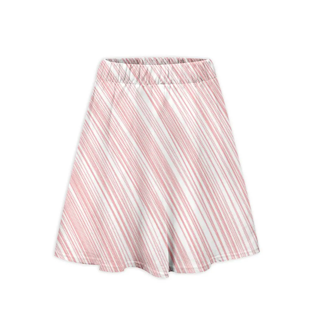 Lianshuo 2022 Summer Women's Clothing Fashion Rainbow Print Casual Pink Girl Kawaii Street Knee Length College Short Unif Skirts