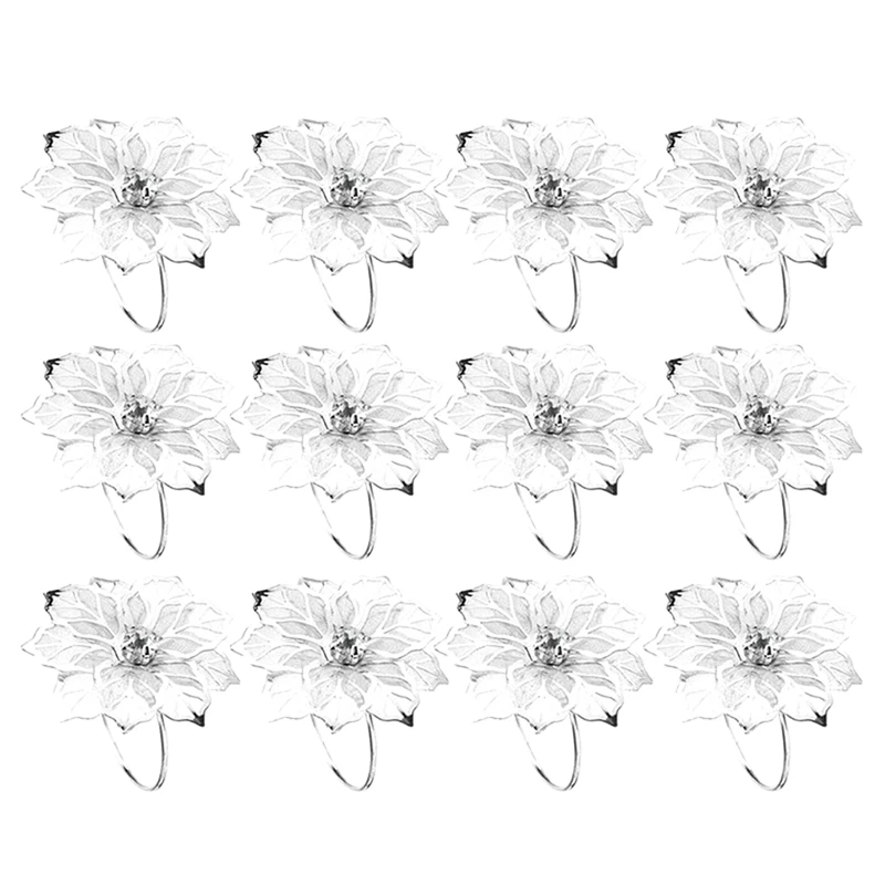 

72 Pcs 3D Floral Metal Napkin Rings Holder Dinner Wedding Towel Ring For Table Decorations, Wedding, Dinner,Party