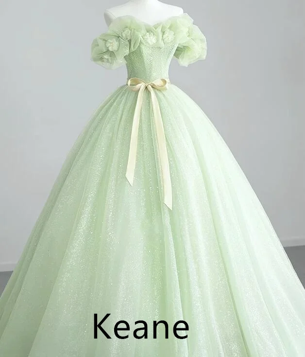 

Мятно-зеленые праздничные платья с открытыми плечами, бальное платье с цветами, милые платья 16, вечернее платье на выпускной
