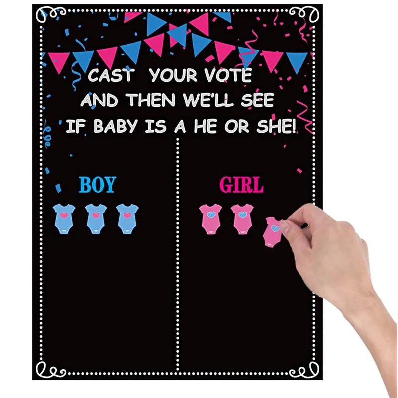 

Baby Shower Party Sticker Gender Reveal He Or She Vote Paper Board Game Poster Party Decor Boys Or Girls Gender Voting Supplies
