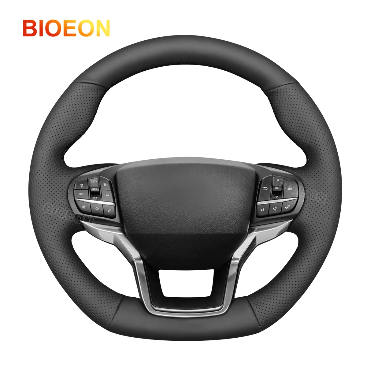 Чехол на руль Bioeon из искусственной кожи черного цвета для Ford Explorer (ST/ST-Line/Timberline)
