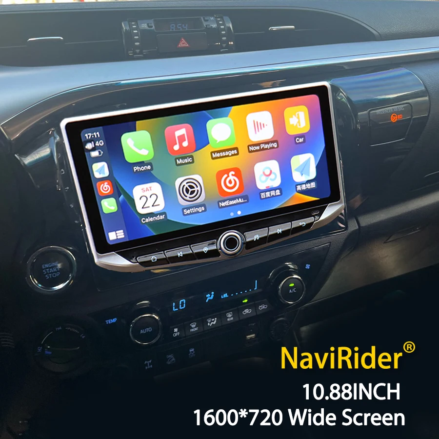 

10.88" Qled Screen Android Video Player Carplay For Toyota HILUX REVO VIGO IMV 2016 - 2017 Type-C Charging GPS Multimedia Stereo