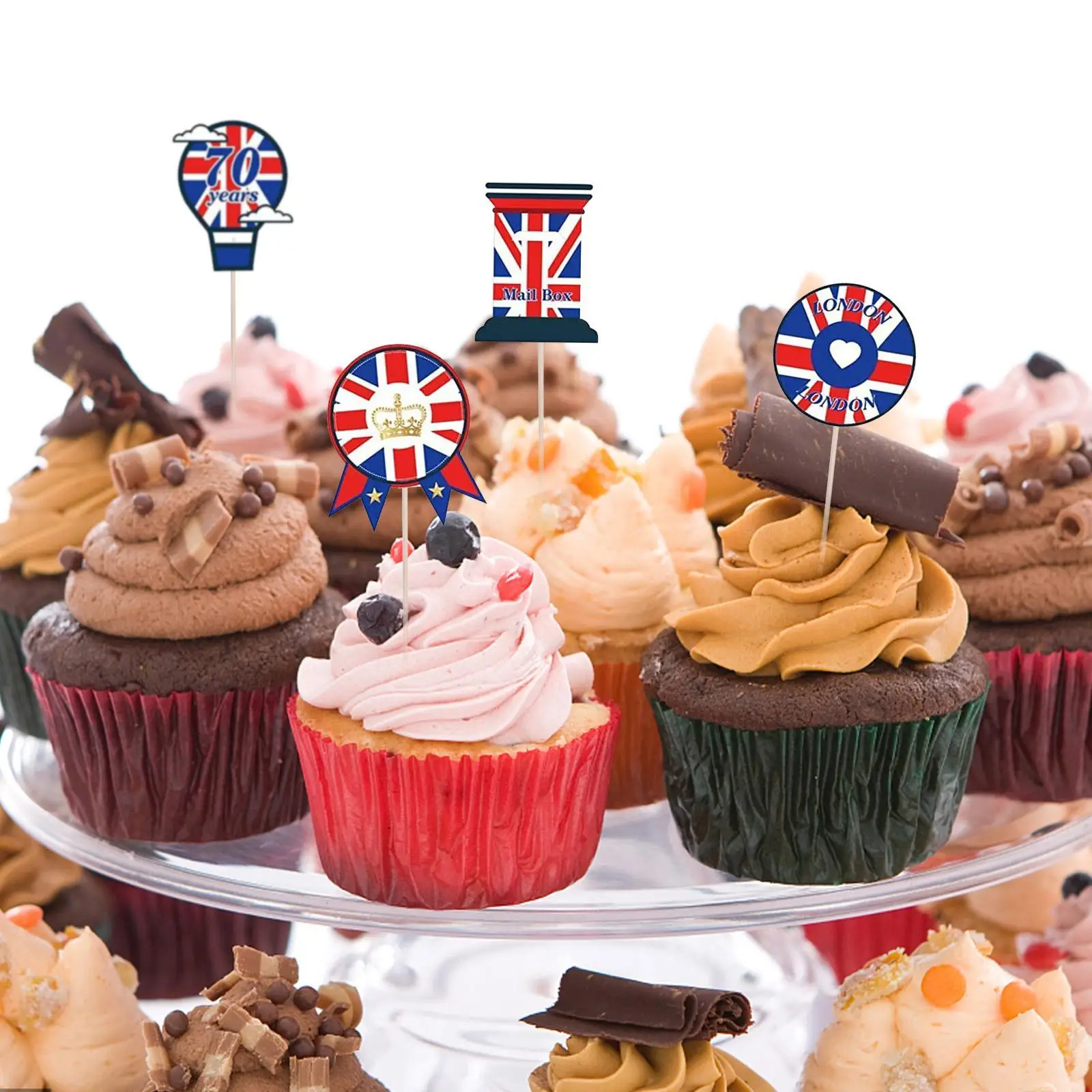 

Queen Jubilee Cake Decorating 2022 Cake Insert Food Cupcake Decorations Home Party Dessert Decoration Accessories 30pcs