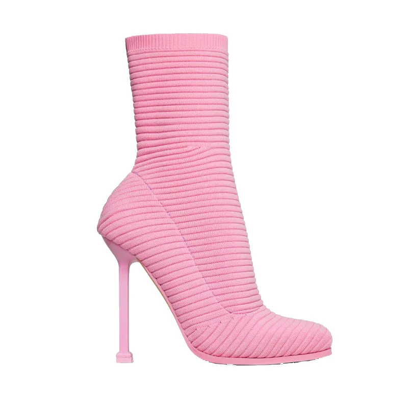 

Brand Sexy Knitted Elastic Ankle Boots 2022 Autumn New Thin High Heel Square Toe Women's Shoes Black Pink Green Beige Big Size
