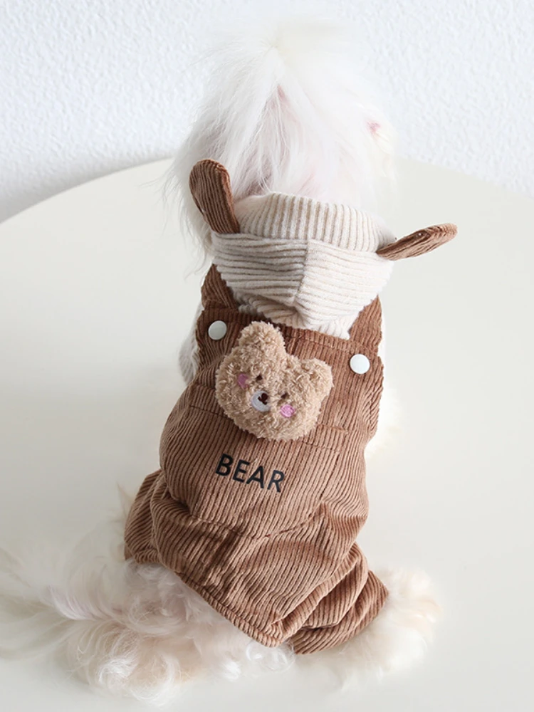 

Pet Clothes Autumn Winter Medium Small Dog Warm Jumpsuit Kawaii Wool Pajamas Cute Sweet Hoodie Kitten Puppy Costume Yorkshire