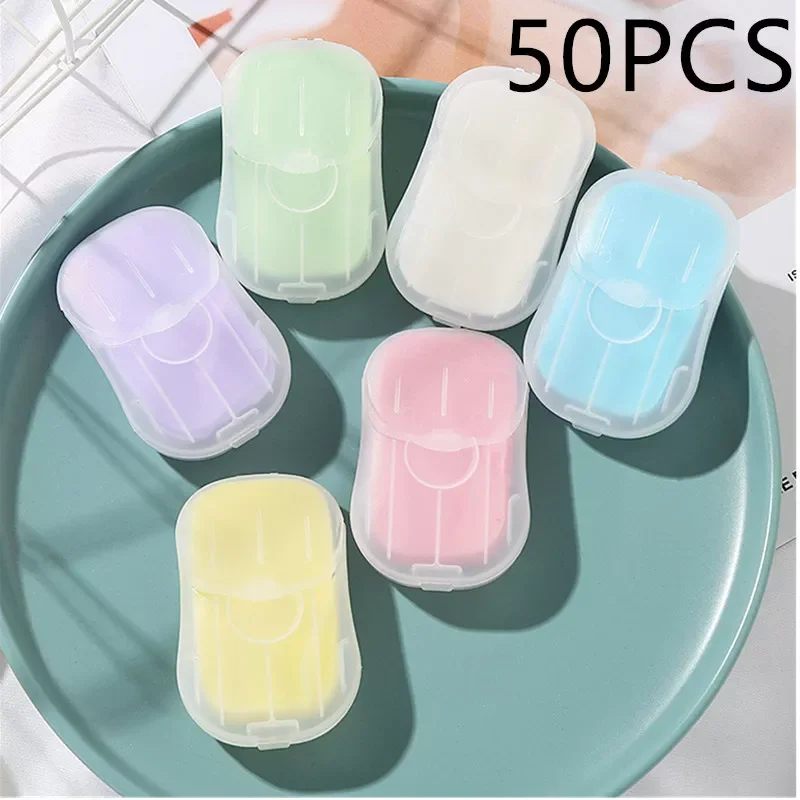 

50pcs/box Soap Paper For Outdoor Travel Portable Goods Disposable Mini Hand Washing Soap Clean Scented Slice
