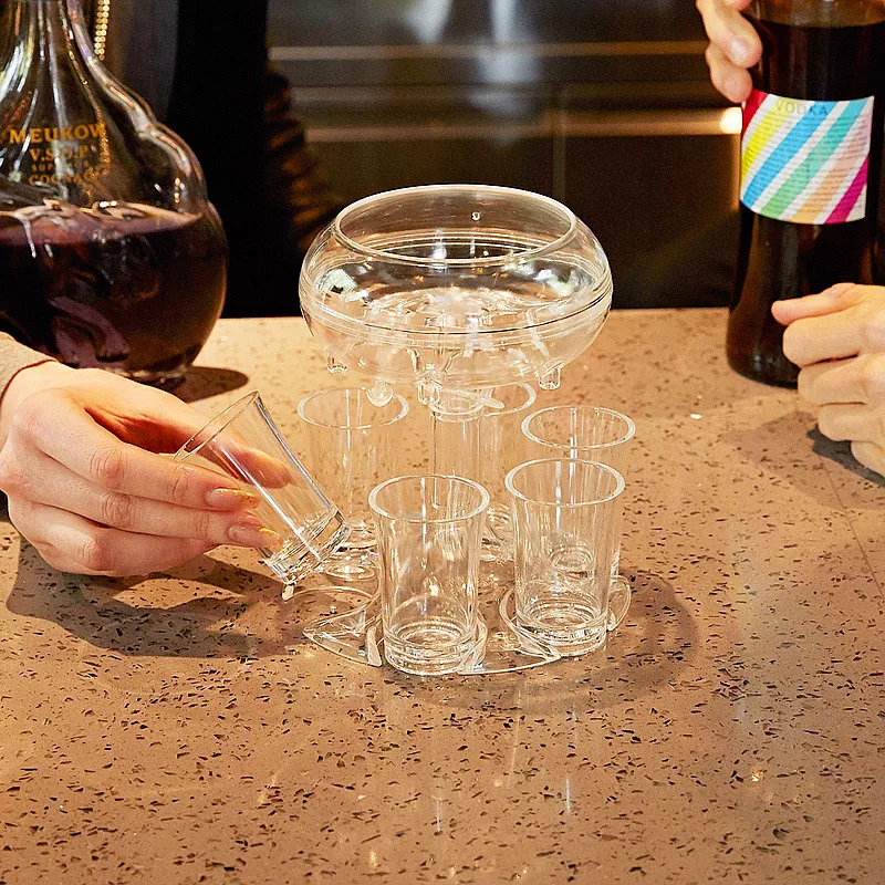 

Liquor Dispenser 6 Shot Glass Dispenser and Holder Dispenser for Filling Liquids Drinking Tool Party Bar Accessories Games