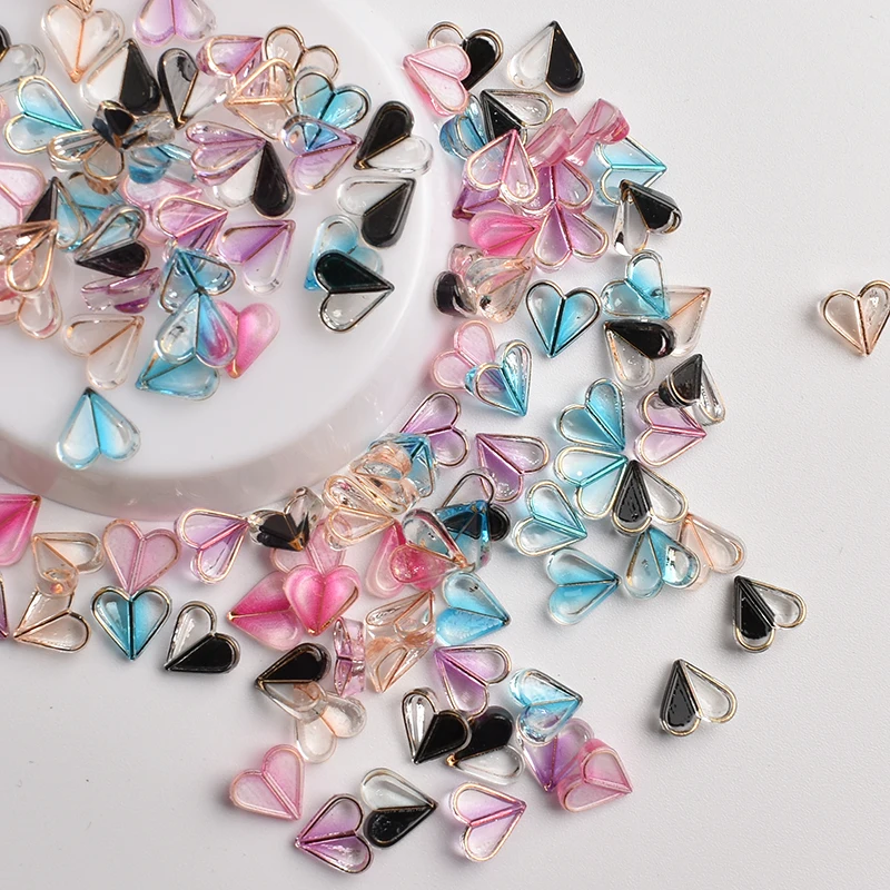 Двойной контрастный полимерный декор в форме сердца для ногтевого дизайна