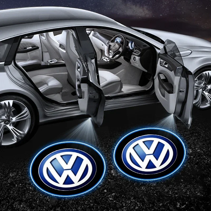 2 шт. эмблема двери автомобиля светодиодная лампа приветствия беспроводной