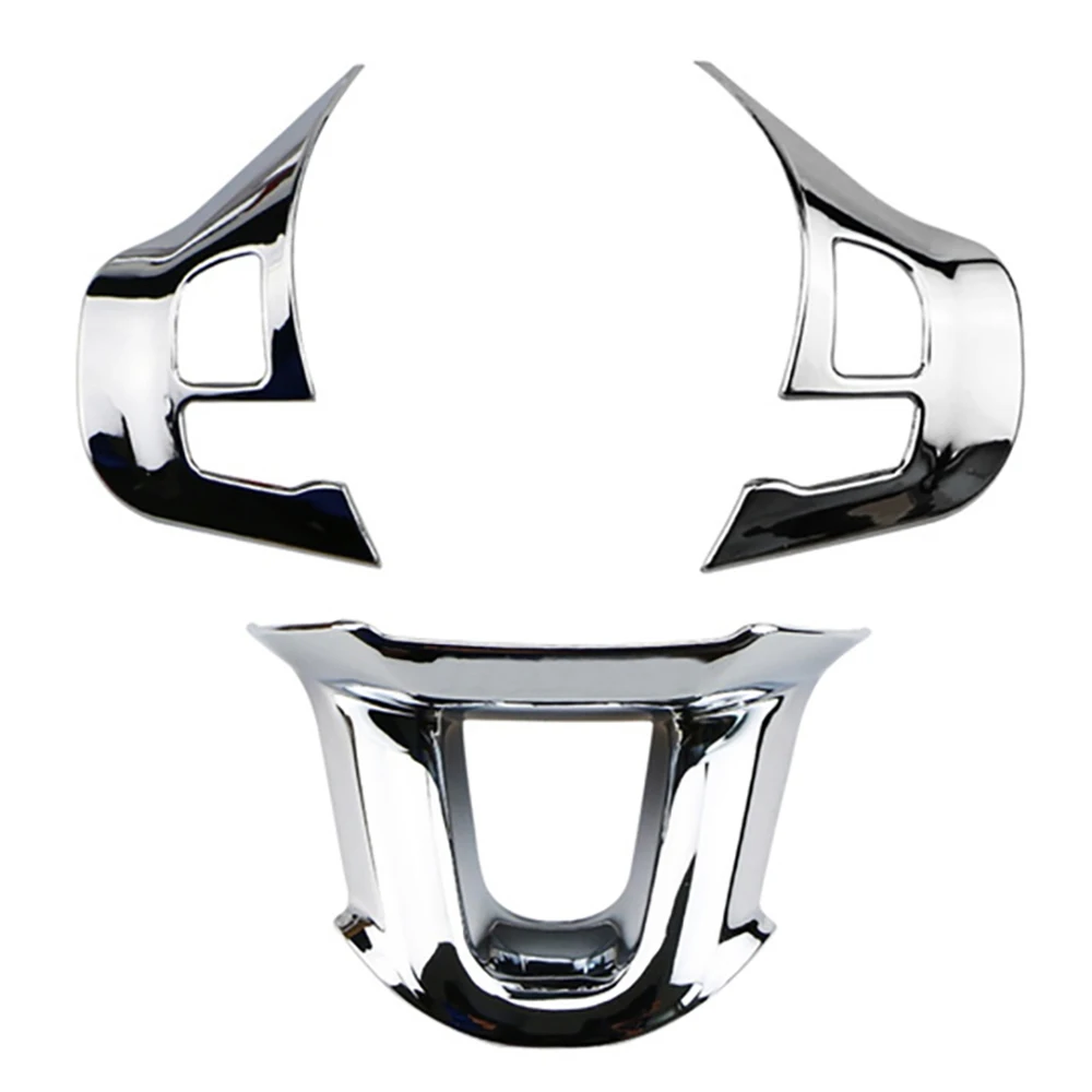 

3Pcs/Set Car Steering Wheel Decoration Cover Trim Sticker Fit for Peugeot 2008 208 308 2014-2018 Bright Silver