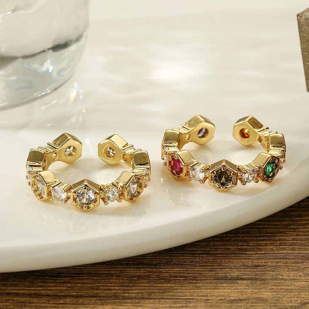 Женские открытые кольца 9 стилей с фианитом минималистичный дизайн регулируемое