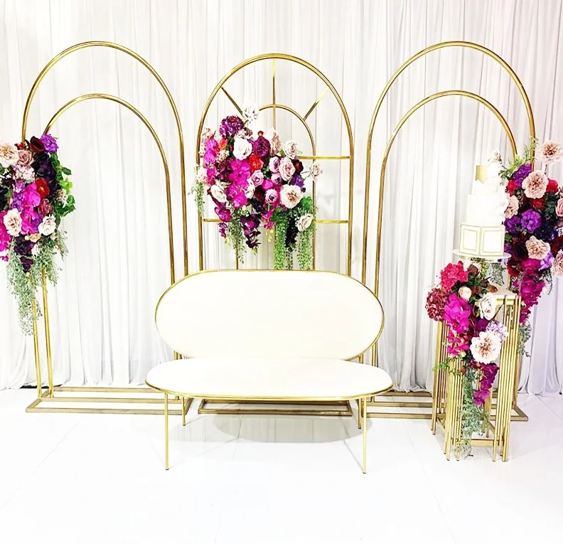 

Outdoor Wedding Iron Double Arch Flower Fabric Sash Display Rack Door Frame Birthday Party Backdrops Welcome Sign Balloons Stand