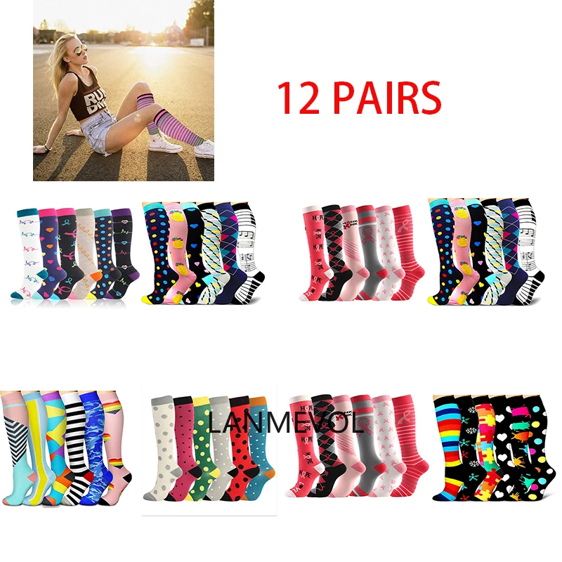 

Nurse Compression Socks Female Nurse Unisex Sports Socks 12 PAIRS Medias De Compresion Cycling Running Sport Sock Compression