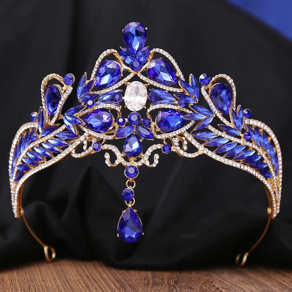 KMVEXO барокко капля лба кристалл AB Чирок Свадебные короны свадебные аксессуары для