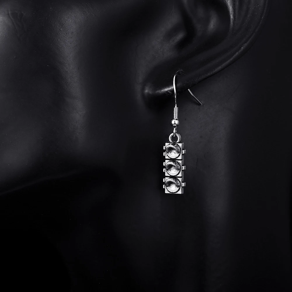 Винтажные серьги-подвески в форме светофора антикварные посеребренные серьги