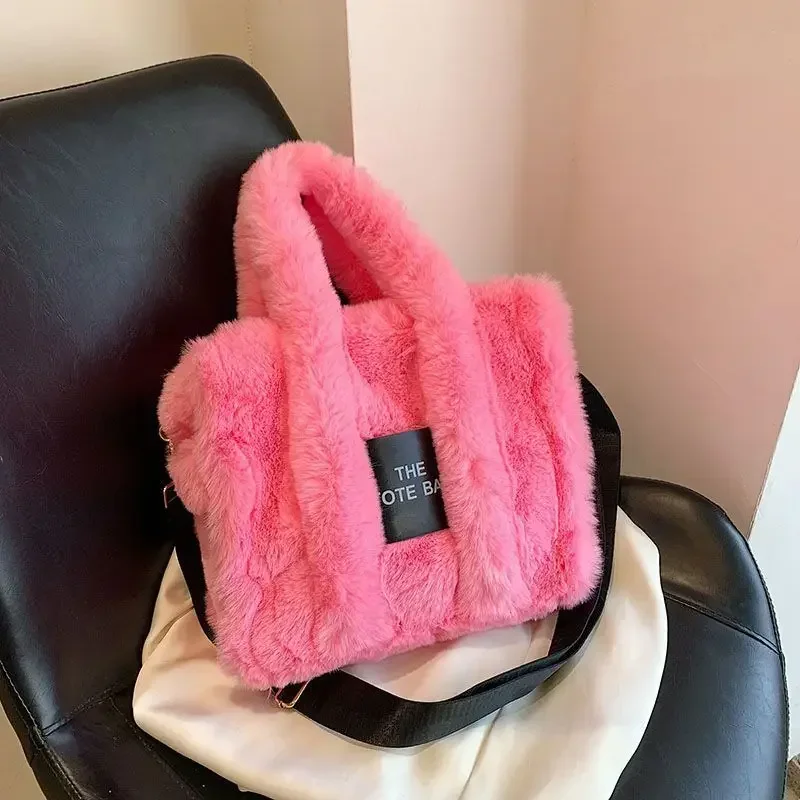 Осень-зима плюшевая повседневная сумка модная сумка-тоут с буквенным принтом