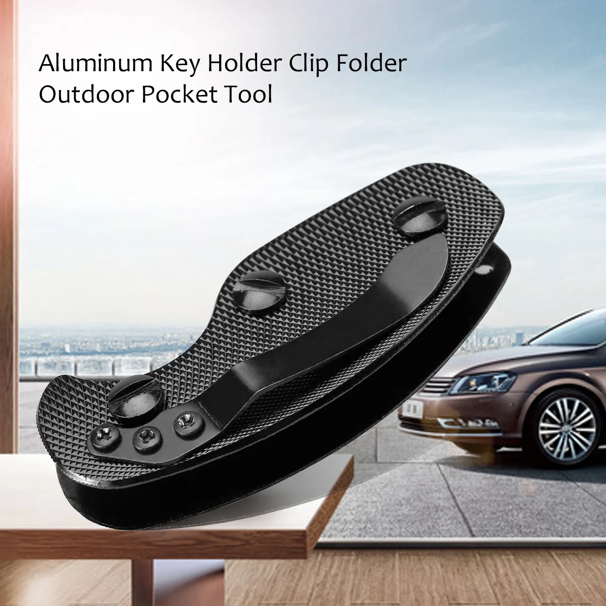 

Aluminum Key Holder Clip Folder Outdoor Pocket Tool (Black)