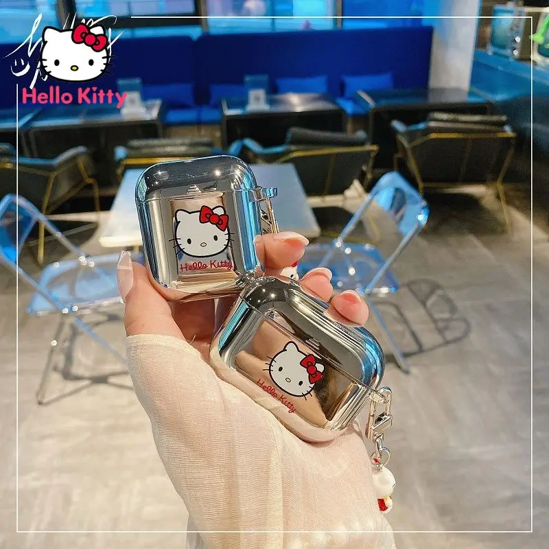

Hello Kitty Electroplated Bluetooth-compatible Headphone Case for AirPods 1 2 3 Airpods pro Creative Pendant Cover