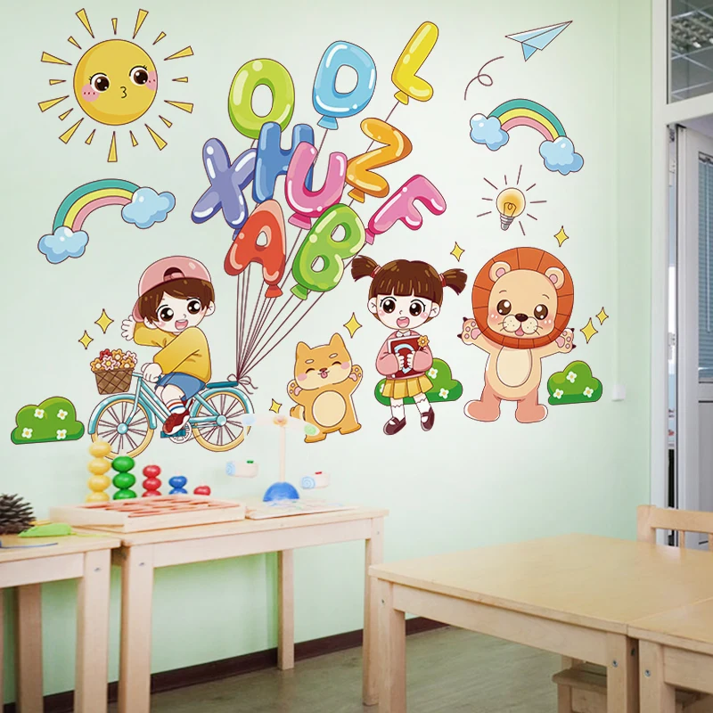 

[SHIJUEHEZI] Мультяшные фотообои DIY воздушные шары животные роспись наклейки для детской комнаты детская спальня детская комната домашнее украш...