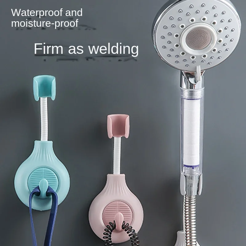 

360° Shower Head Holder Adjustable Self-Adhesive Showerhead Bracket Wall Mount With 2 Hooks Stand SPA Bathroom Universal ABS 1pc