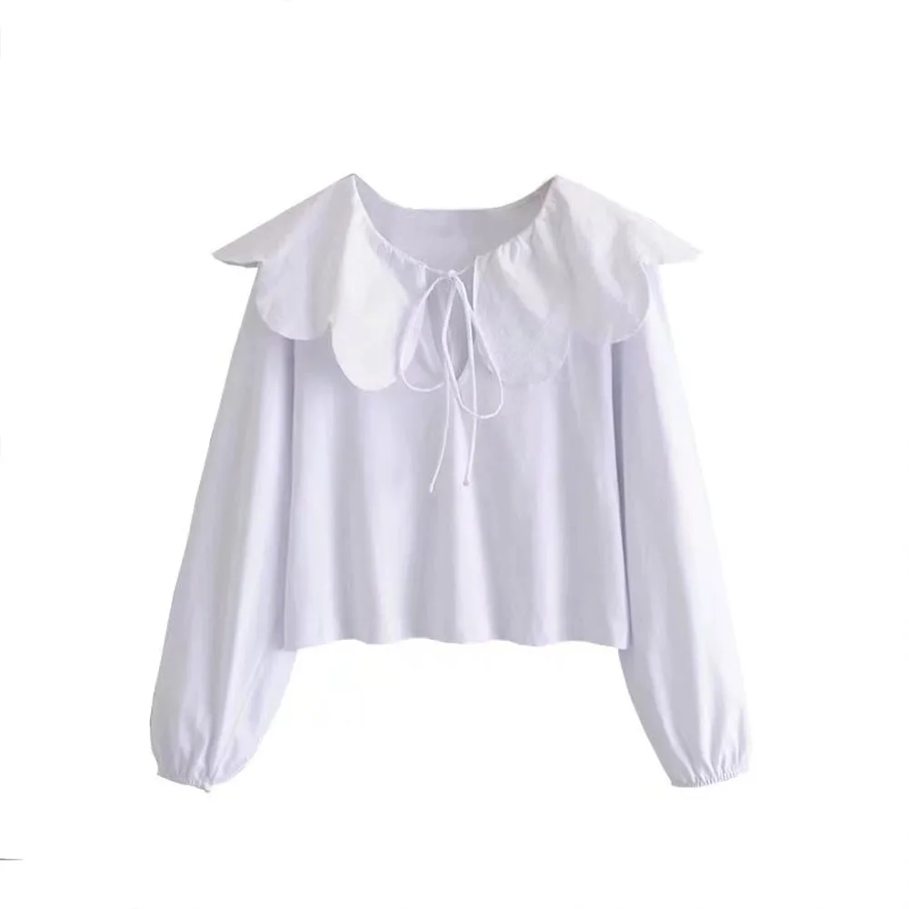 

Женская рубашка с длинным рукавом и круглым вырезом, в стиле ретро