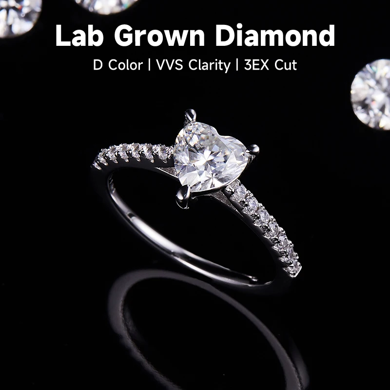 Элегантное Кольцо В Форме Сердца С Лабораторным Бриллиантовым Сертификатом Из