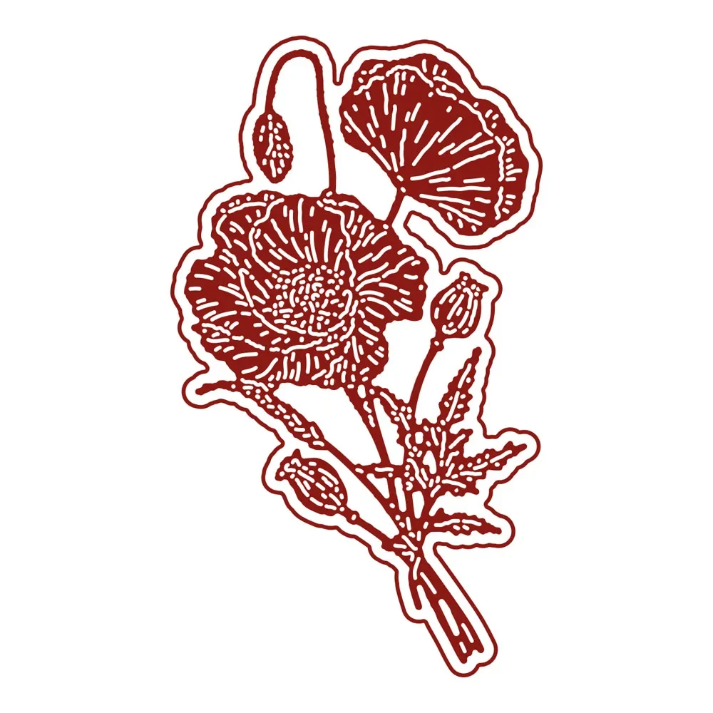 Металлические Вырубные штампы с маленьким маком зеркальное украшение шаблон для