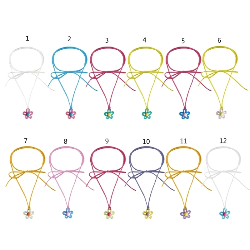 

E0BF Colorful Flower Choker Necklace Elegant Floral Collar Necklace Party Dress up Jewelry Sweet Clavicle Chain Women Girl