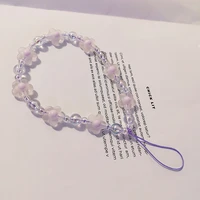 hand beaded pendant short wrist chain mobile phone lanyard crystal crystal beads creative japanese korean flower pendant pendant