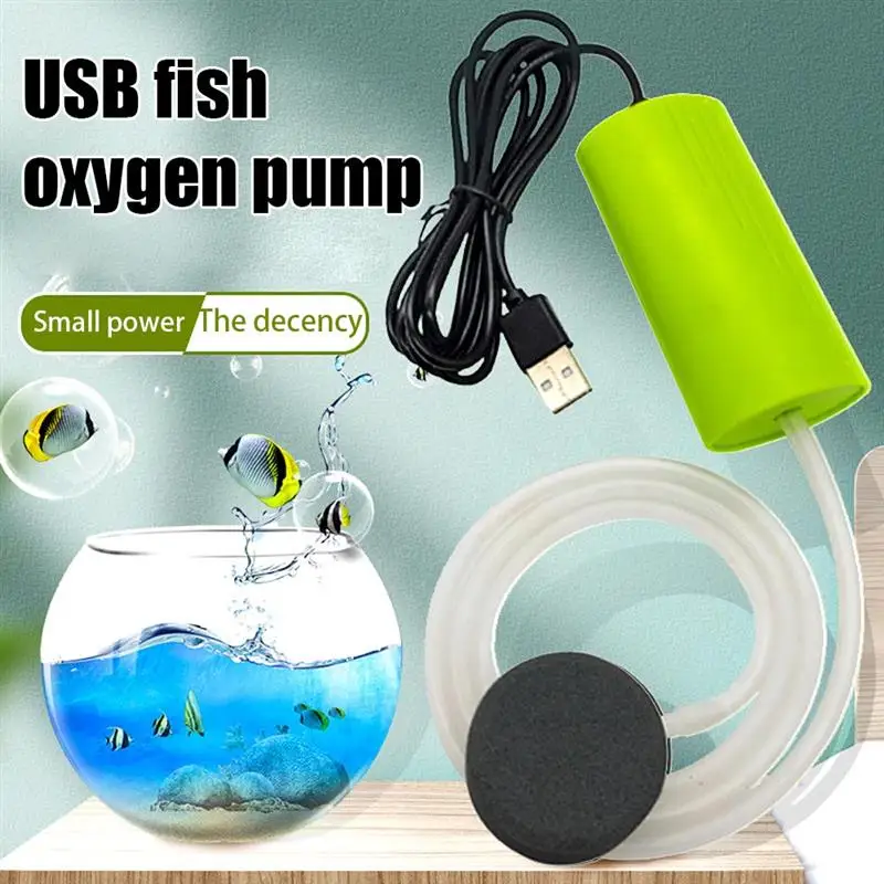 

Mini USB Fish Tank Oxygen Air Pump Portable Mute Energy Saving Fish Tank Aerator Aquarium Accessories Green