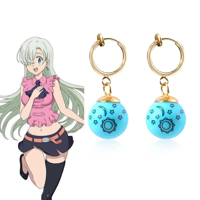 

Anime The Seven Deadly Sins Earrings Elizabeth Liones Blue Sun Stars Moon Dangle Earring for Women Ear Clip Pendant Jewelry
