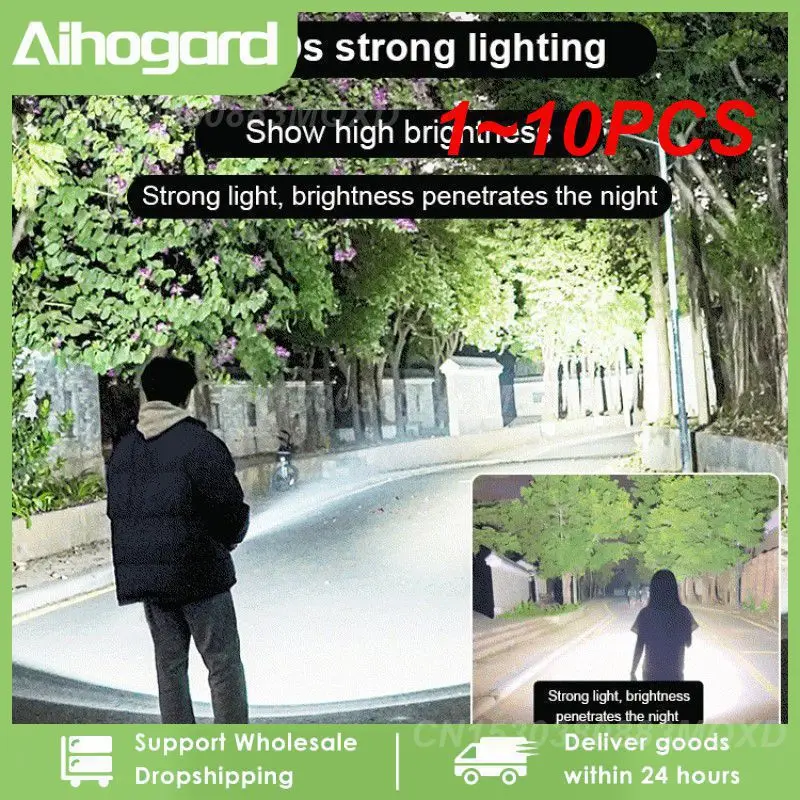 

1 ~ 10 шт. высокомощный военный тактический Фонарик, мощный Фонарик, Фонарик, 6 светодиодов, зарядка через USB, 4 режима, аварийный