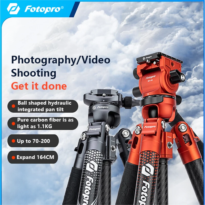 

Fotopro X-Airfly Carbon fiber Extendable Tripod Lightweight with Hydraulic Damping Ballhead Professional Stand For Camera Slider