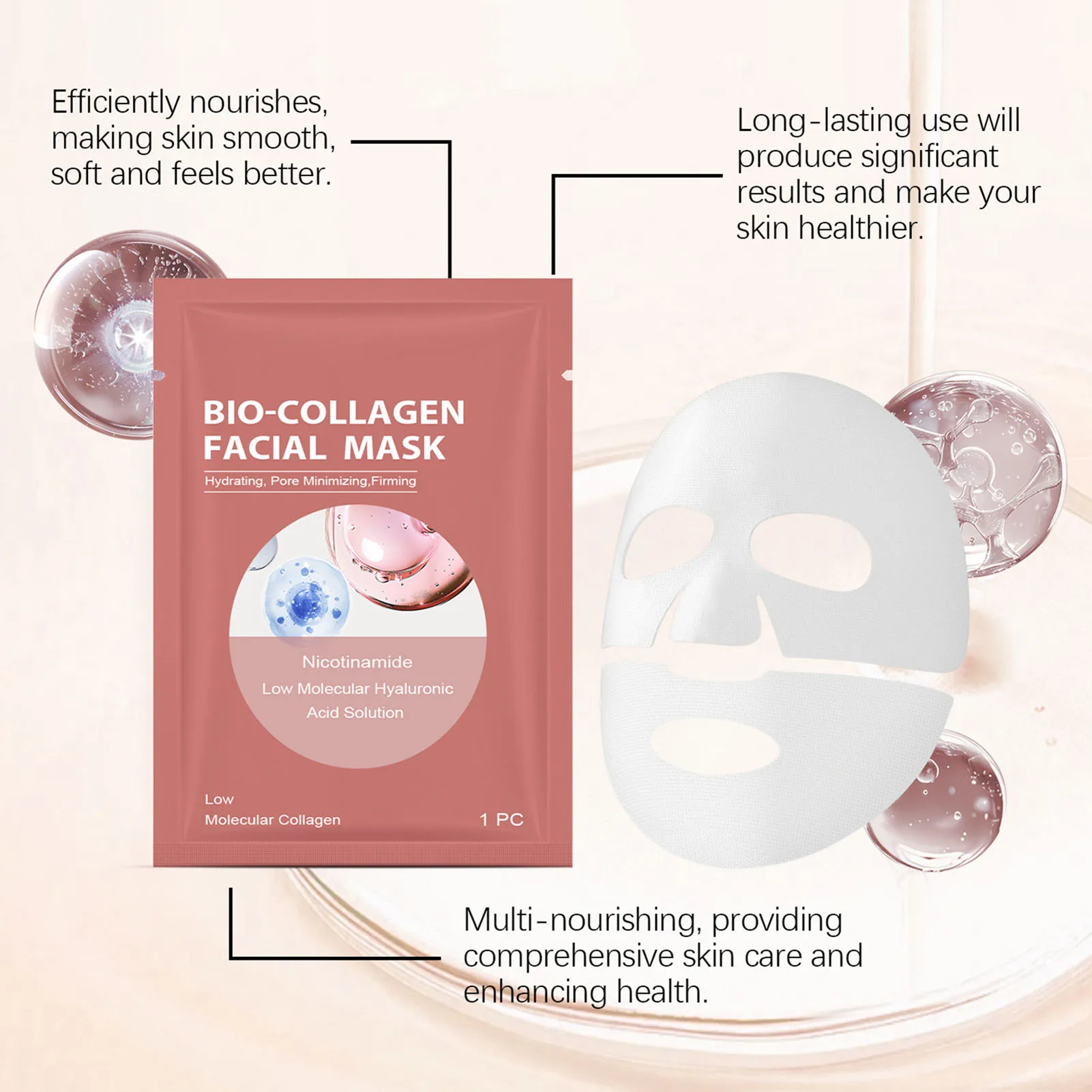 4 шт. биоколлагеновая глубоко увлажняющая маска восстанавливающая большие поры