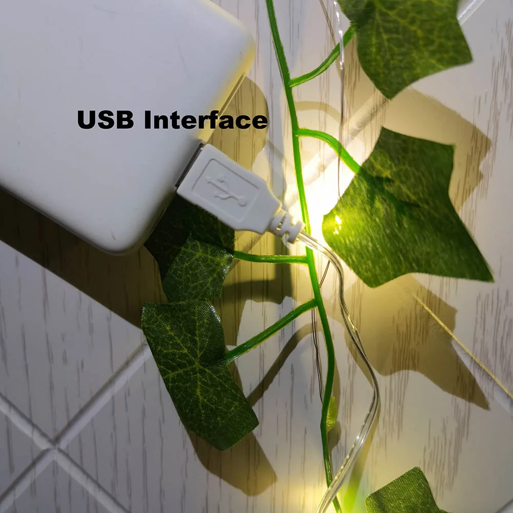 2M Artificial Plants Liana LED Leaf Garland Silk Rattan Leaf Vine Hanging For Home Living Room Decoration Accessories Creeper images - 6